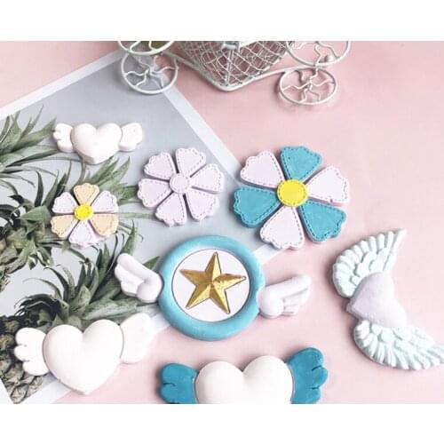 3 love wings chocolate sugar mold Princess wind six leaf cake decoration tool aromatherapy plaster mold