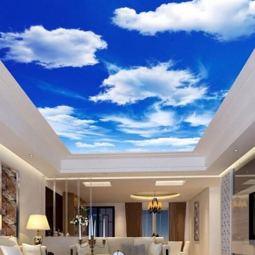 Custom Mural Wallpaper 3D Blue Sky White Clouds Nature Landscape Modern Ceiling Fresco Living Room Restaurant Non-Woven 3D Mural