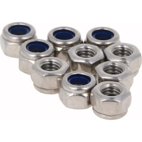 Mromax M4 Thread 304 Stainless Steel Nylon Insert Lock Nuts -Locking Hex Nuts Home Improvement Accessories Tools