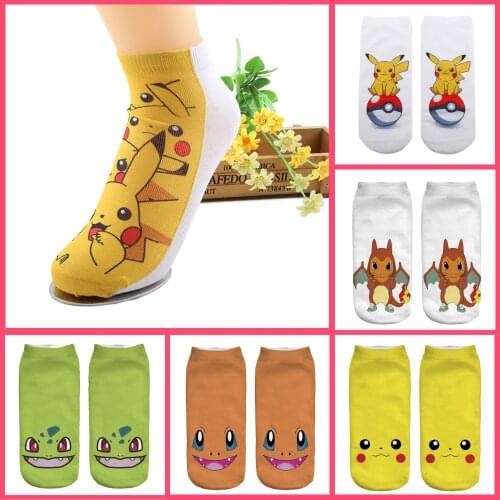 Hot 22style Pikachu Cosplay Pokemon Anime Socks Kawaii Cartoon Women Men Cotton Spring Knitting Adult Short Sock Adult Kid Gift