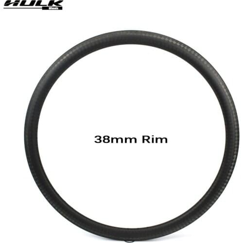 HULKWHEELS 12K3K 6K UD Finish Carbon Road Bike Rim 38mm Low Profile Clincher Tubular Rim For 700c Bicycle Aero Wheel Super Light