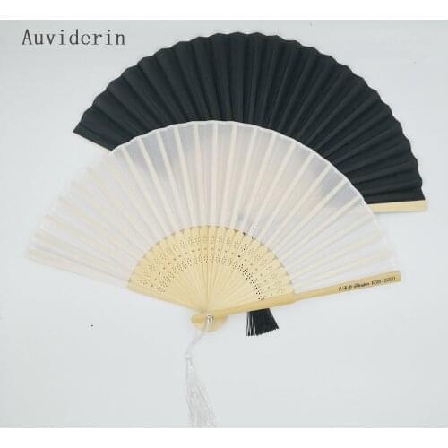 Quality White 20,30,40,50pcs Auviderin Wedding Gift Hand Fan Personalized Names Folding Ventilador with Tassel
