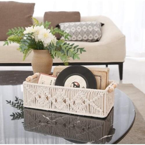 Macrame Storage Baskets Decor Box Handmade Woven Decorative Countertop Toilet Tank Shelf Cabinet Organizer Boho Set of 2