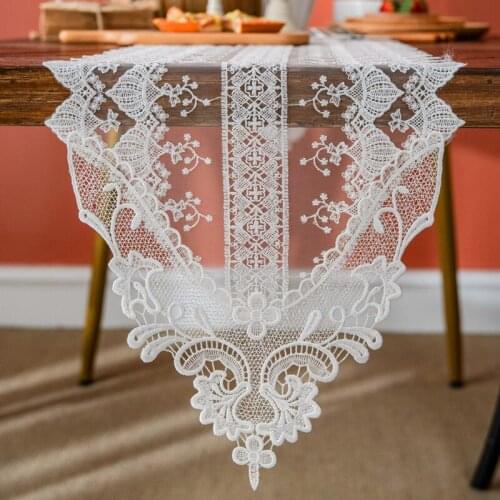 Proud Rose White Lace Table Runners Table Mat Flag French TV Cabinet Tablecloth Cover Cloth Table Flag Wedding Decoration