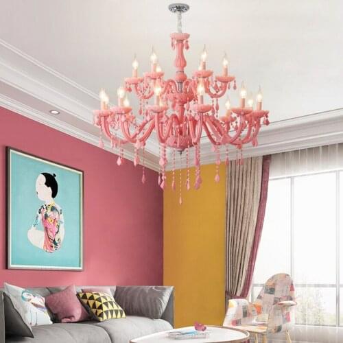 Girls room chandelier Living Room Bedroom Kids room Chandeliers lampadario Lustre Fixture Pink chandelier lighting Fixtures