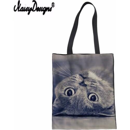 Cute You Asleep Yet Cats Pattern Canvas Handbag Bag Female ECO Shopping Bag Portable Shoulder Womens Handbags Beach Shopper Bag