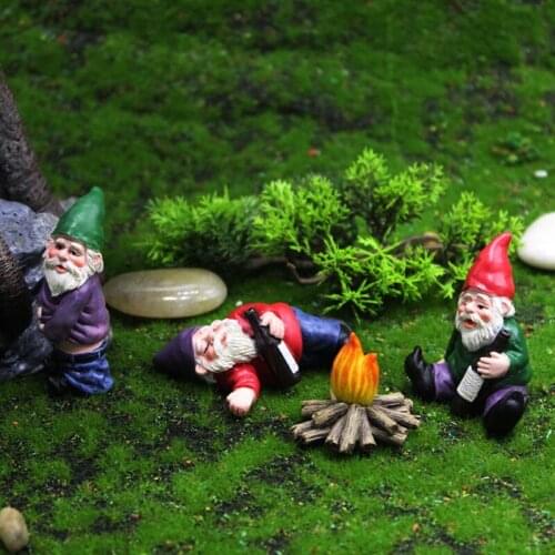 4pcs Resin Mini Gnome Dwarfs Model Figurine Moss Landscape Decor DIY Fairy Flower Pot Bonsai Miniature Garden Dwarf Ornaments
