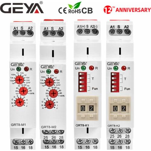 GEYA Multifunction Timer Relay Electronic Adjustable or Digital Setting Timer Switch 12V 24V 48V 110V 220V GRT8-M GRT8-K