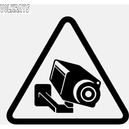 Volkrays Fashion Car Sticker Camera Cctv Video Surveillance Sign Accessories Reflective Vinyl Decal Black/Silver,11cm*13cm