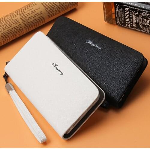 Men 2021 Hot PU Leather Retro Wallet Male Clutch Bag All-Match Simple Business Long Wallet Zipper Card Holder Fashion Purse