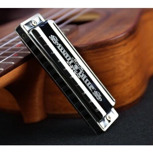 Harmonica Musical Instrument for Beginner Bruce 10 Holes Blues Brass Stainless Steel Bendable No Valves Key C Harmonica