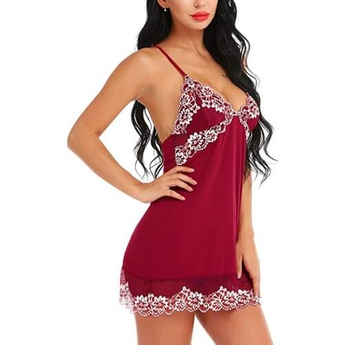 Sexy Dress Erotic New Women Erotic Lace Satin Lingerie Sleepwear Nightgown Babydoll Nightie Robe Plus Size European Clothing