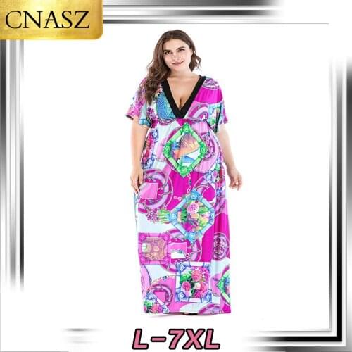 2020 New Butterfly Sleeve Waist Waist Was Thin and Plus Size Womens Beach Summer Bohemian Dress Elegant Fashion Ladies Clothing