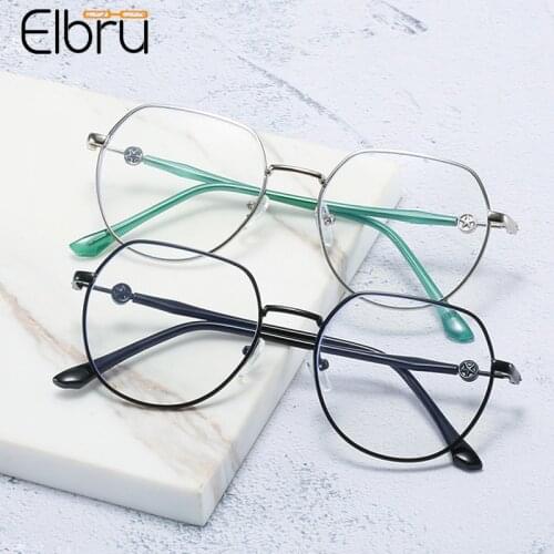Elbru Irregular Metal Frame Anti Blue Light Myopic Glasses Ultralight Short-sighted Eyeglasses For Women Men Diopters -1.0 -4.0