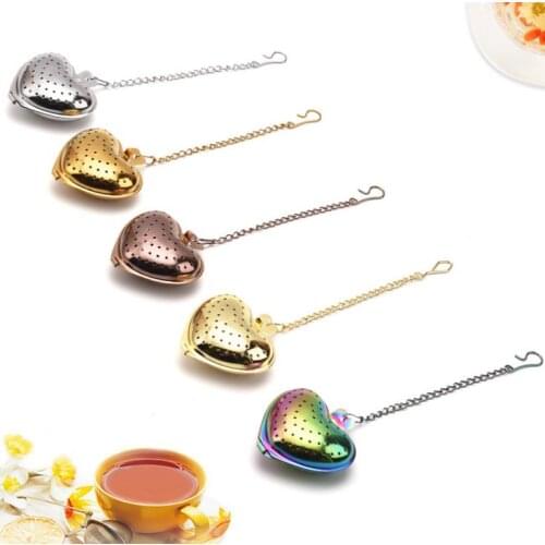 Heart Tea Infuser Stainless Steel 304 Colored Herbal Infuser Wedding Gift Tea Strainer Filter Kitchen Tools SN347