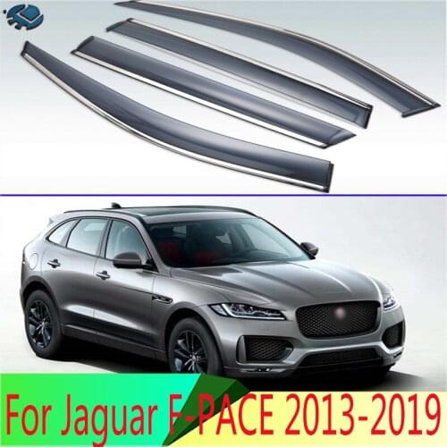 Plastic Exterior Visor Vent Shades Window Sun Rain Guard Deflector 2014 2015 2016 2017 2018 4pcs For Jaguar F-PACE 2013-2019