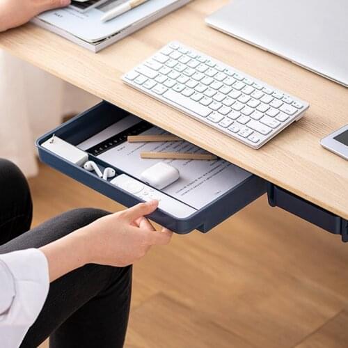 Under Desk Drawer Adhesive Storage Box for Office Pen Holder Sorting Box Kitchen Fork Storage Tray Organizer