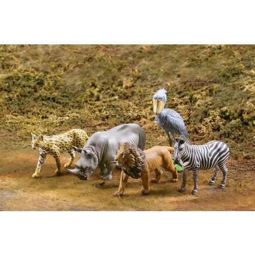 PVC FIGURE Simulation wild animal Lynx, lion, rhino, zebra model toy 5pcs/set