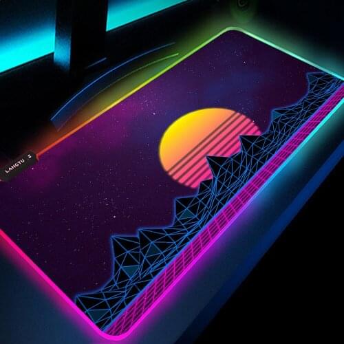 Rgb Mouse Pad Led Pink Gaming Setup Accessories Keyboard Pad Rgb Mousepad Rgb Carpet Retrowave/synthwave Desk Mat DropShipping
