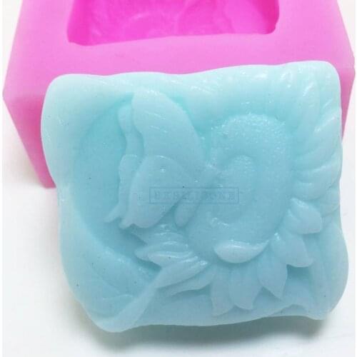 Sunflower pattern square shape Silicone mold Fondant cake mold resin clay sugar craft mold DIY decorating tool BL021 soap mold