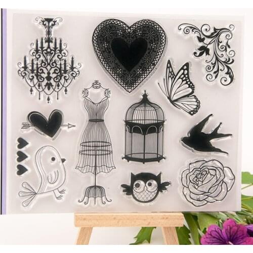 Owl Butterfly Swallow Seal Stamp DIY Scrapbook Transparent Rubber Stamp Light Birdcage model Stamp Seal YZ-118