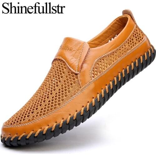 Summer Men Outdoor Casual Shoes Mesh Leather Slip-on Foot wear Plus Big Size 38-50 Breathable Hiking Free Shipping Shoes