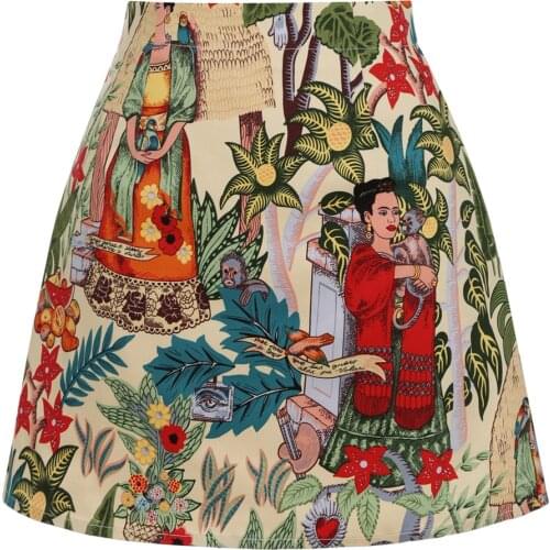 50S 60S Animal Print Cotton Short Skirt 2021 Women Ladies Summer Mini Sexy Vintage Punk High Waist Floral Skirt Falda Corta