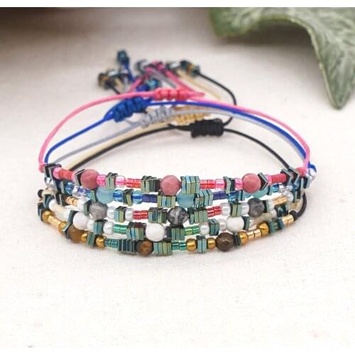 Personality Ethnic Wild Bracelet For Woman Miyuki Rice Beads Handmade Beaded Jewerly Crystal Stones Beaded Small Bracelet Women