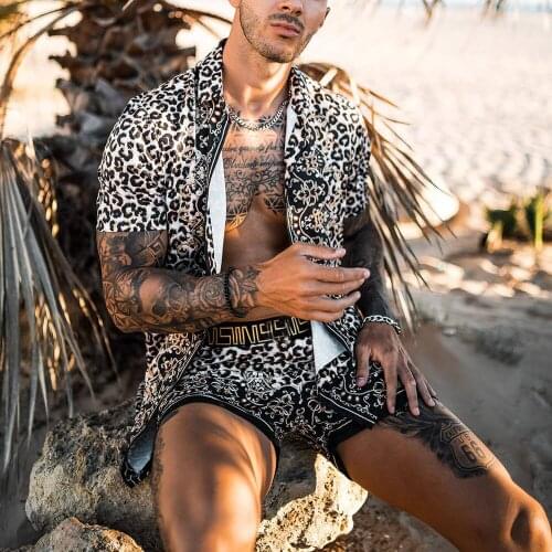 Zogaa 2021 new popular Lapel loose youth print four side elastic summer thin shirt suit