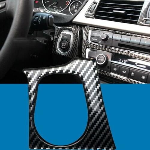 1PCS Carbon Fiber Engine Start Button Interior Trim Sticker For BMW 3 4 Series