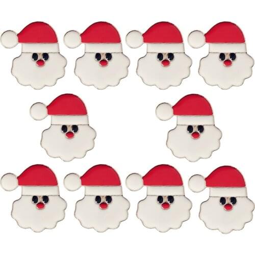 10Pcs Trendy Christmas Brooch Santa Claus Brooch Enamel Pins Fashion Holiday Gift