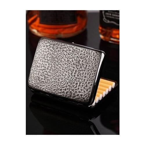 16 sticks Silver Pure Copper Sunken Pattern Silver Cigarette Case Portable Smoking accessories Ultra-thin Tobacco Box Gift
