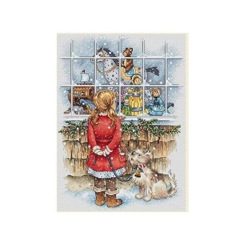 23-new year Christmas window (14CT, 18CT) Counted Cross Stitch 11CT 14CT 18CT DIY Cross Stitch Kits Embroidery Needlework Sets