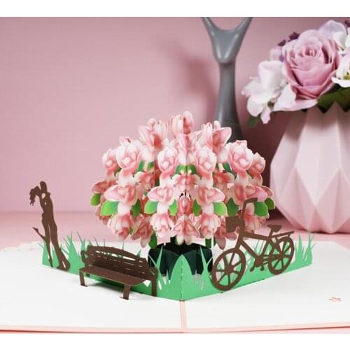 5pcs 15*20cm Origami 3D Pop UP Magnolia Flower Greeting Card Invitation For Wedding Xmas Birthday Party Souvenirs Gift