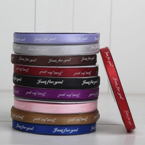 5Yards/Lots 1cm Letter Printed Single Face Silk Satin Ribbons Christmas Halloween Wedding Birthday Party Gift Wrapping Ribbons