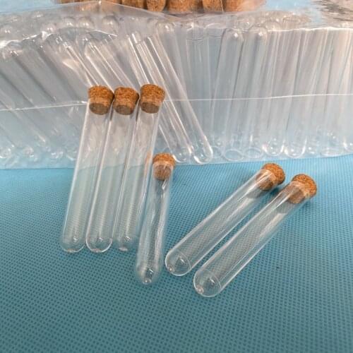 500pcs 13x78mm School Lab Clear Plastic Test Tubes With Corks Caps, Wedding Favor Gift Tube, Party Candy Container