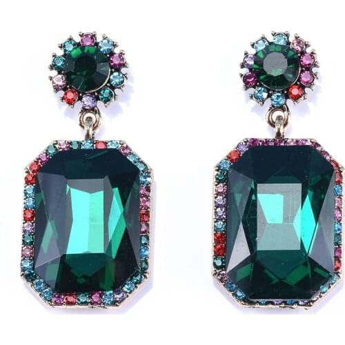 6 Colors Fashion Geometric Earrings For Women Colorful Rhinestone Drop Earrings Trendy Statement Jewelry Wedding Party Brincos