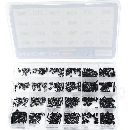 650Pcs/Box M1.4 M1.7 M2 M2.5 M3 Phillips Countersunk Head Machine Screw Set Mini Screw Laptop Screw Kit