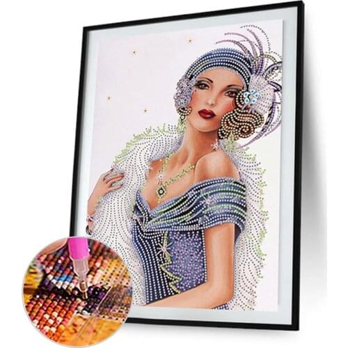 5D DIY Diamond Painting Noble Lady Partial Special Drill Mosaic Wall Art Picture of Rhinestone Home Decoration Diamond Painting