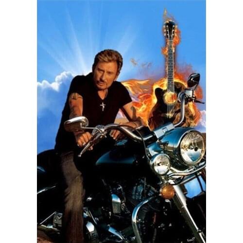 5d "Johnny Hallyday" diamond painting cross stitch kit full square round diamond inlaid DIY diamond embroidery home decoration