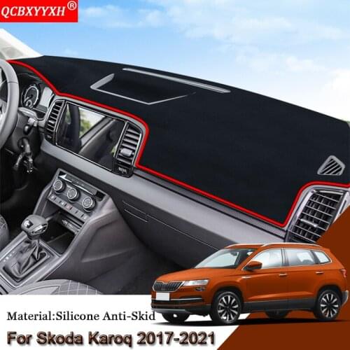 Car Styling Car Dashboard Protective Mat Shade Cushion Pad Rose Carpet Mat Cover Auto Accessories Fit For Skoda Karoq 2017-2021