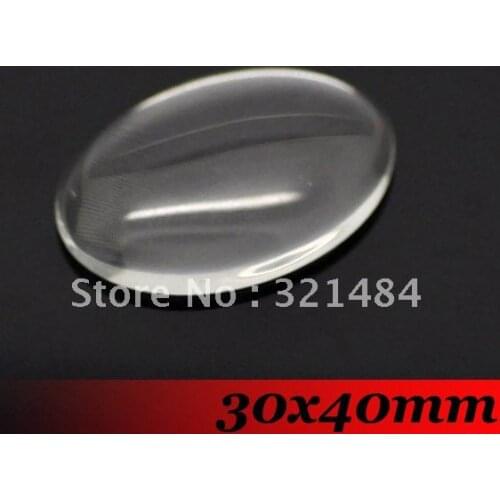 Free ship! 30x40mm 200PCS Flat back Oval Clear Glass Cabocon Glass Dome Seals Cameo For Pendant Settings