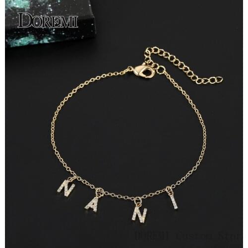 Custom Crystal Name Anklet Link Chain Personalized Custom Name Anklets For Women Foot Chain Ankle Bracelet On The Leg Jewelry