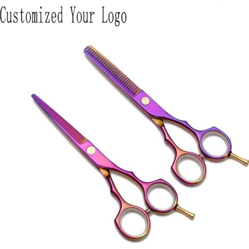 5.5'' 16cm Customized Logo Colorful Professional Hairdressing Scissors Cutting Scissors Thinning Shears Salon Hair Clip