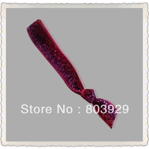 5/8" Elastic Pink & Scarlet Glitter Ribbon Hair Ties