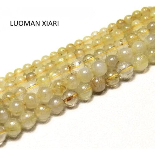 Fine Round Natural Quartz Rutilated Stone Beads For Jewelry Making DIY Bracelet Necklace Anklet Material 6/8/ mm Strand 15