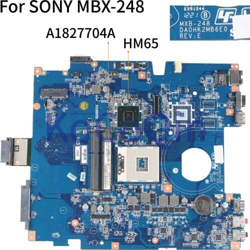 KoCoQin Laptop motherboard For SONY VPCEJ VPCEJ2M1E MBX-248 HM65 Mainboard A1827704A DAOHK2MB6E0