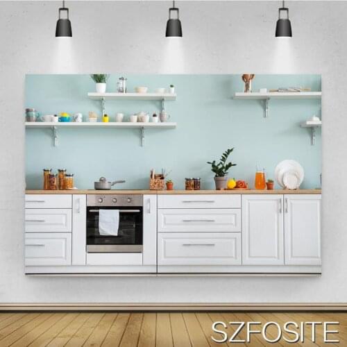Beautiful Nordic Style Kitchen Picture Anchor Show Background White Cabinet Backdrop Photography Studio Photo Wall Decoration