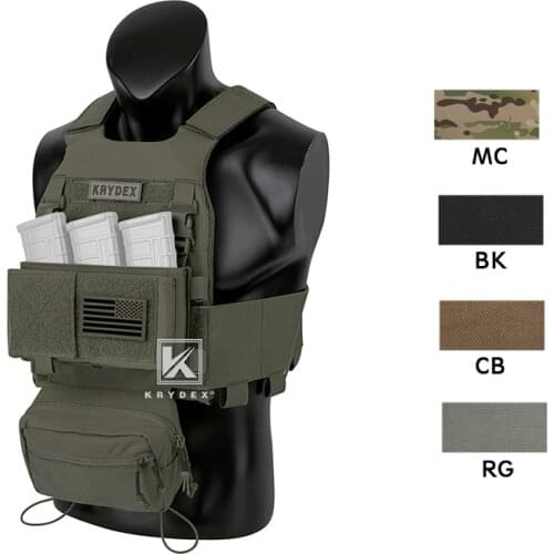 KRYDEX Low Vis Slick Plate Carrier FCS Tactical Vest W/ Elastic Cummerbund Micro Fight MK3 Panel Chassis Drop SACK Pouch Plates