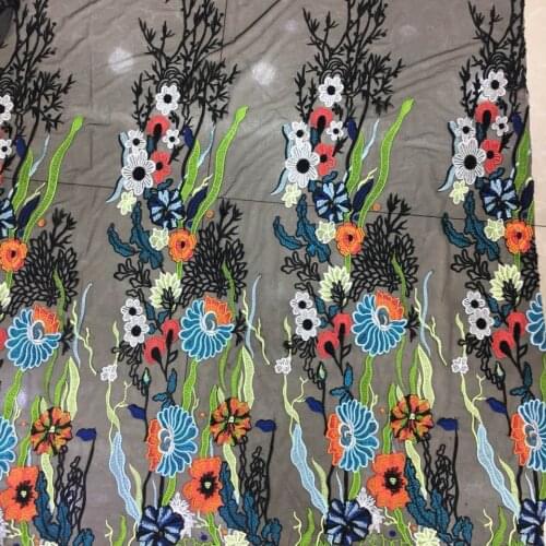 LASUI 1y=1lot Beautiful Heavy Multicolor Waterweed embroidery lace fabric 2 colors handmade diy clothing dress cloth X0356-1